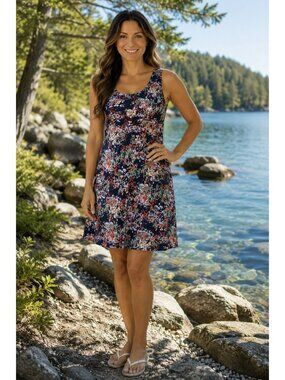 Columbia Freezer III Floral Active Fit Dress Womens S/P Orange Black With Omni-S